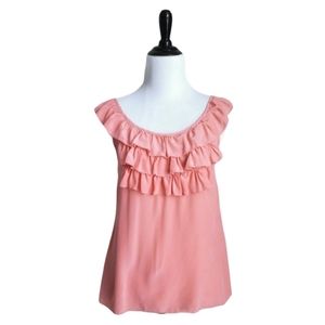 Amanda Uprichard coral silk ruffle tank